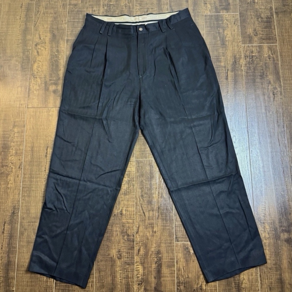 Mens Tommy Bahama Silk Pants 35 X 28 Pleated Trousers Dress Slacks Black Casual